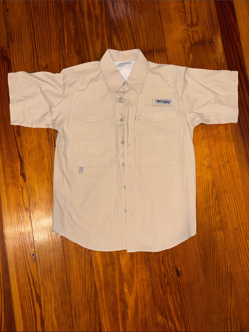 Columbia Boy's Short-Sleeve Button-Down Fishing Shirt - Beige
